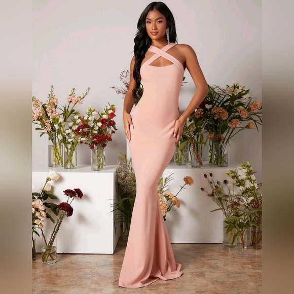 NEW criss cross front mermaid hem dress - Picture 1 of 3